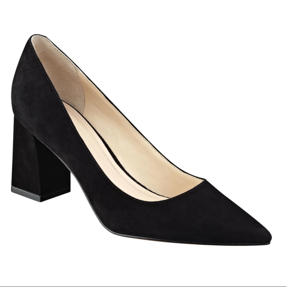 Marc Fisher Zala black suede point-toe block heel